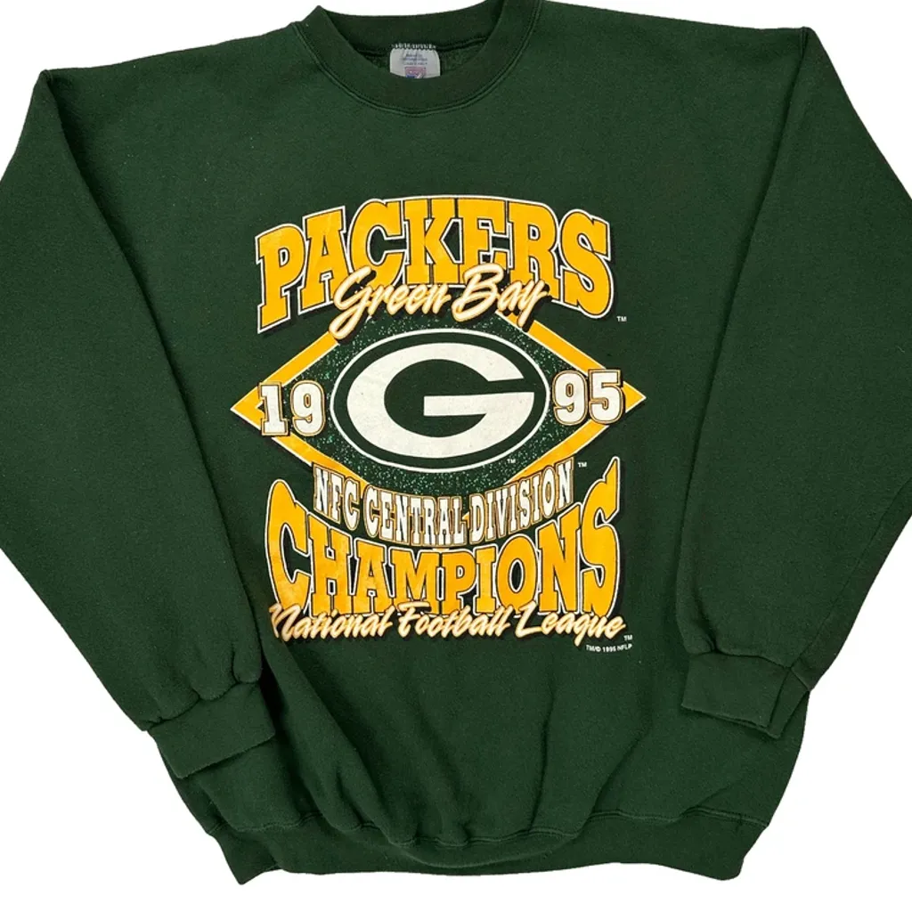 Green Bay Packers Logo Athletics Nfl Sweatshirt - Large Green Cotton - Image 4
