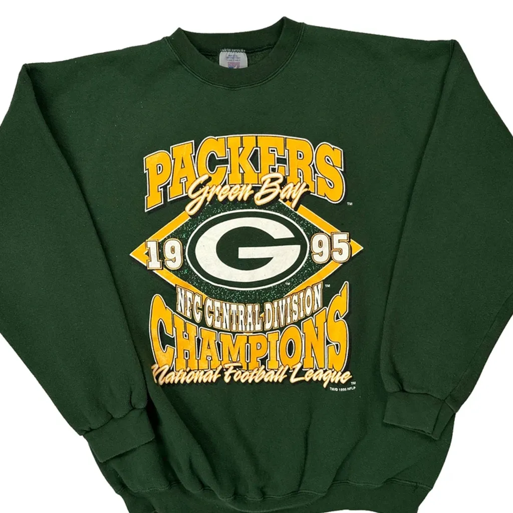 Green Bay Packers Logo Athletics Nfl Sweatshirt - Large Green Cotton - Image 5