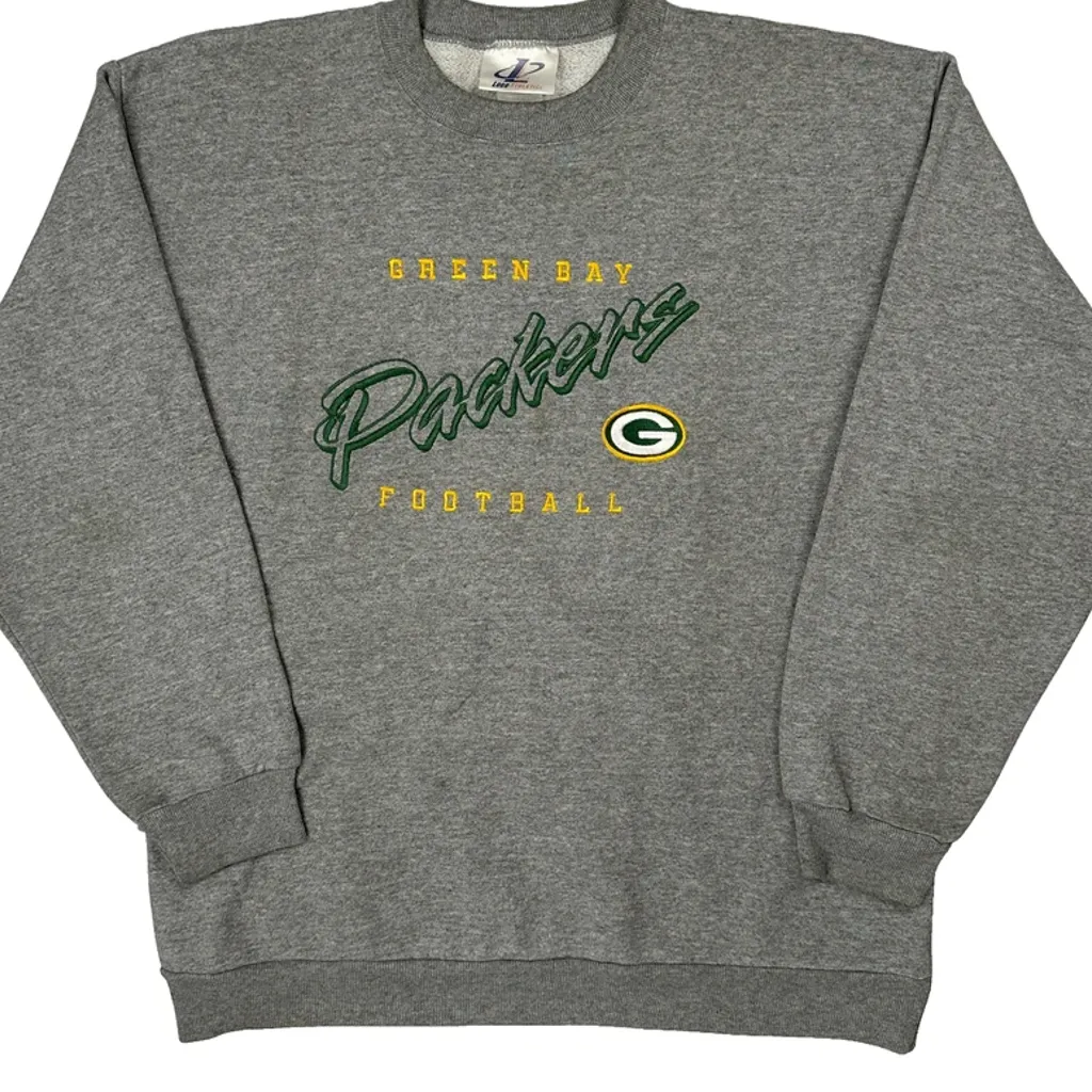 Green Bay Packers Logo Athletics Football Sweatshirt - Small Grey Cotton Blend - Image 5