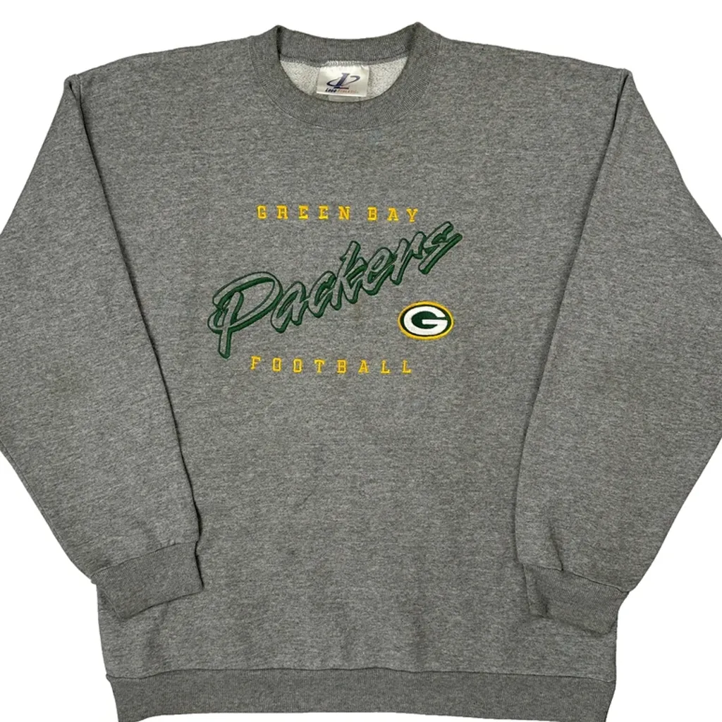 Green Bay Packers Logo Athletics Football Sweatshirt - Small Grey Cotton Blend - Image 6