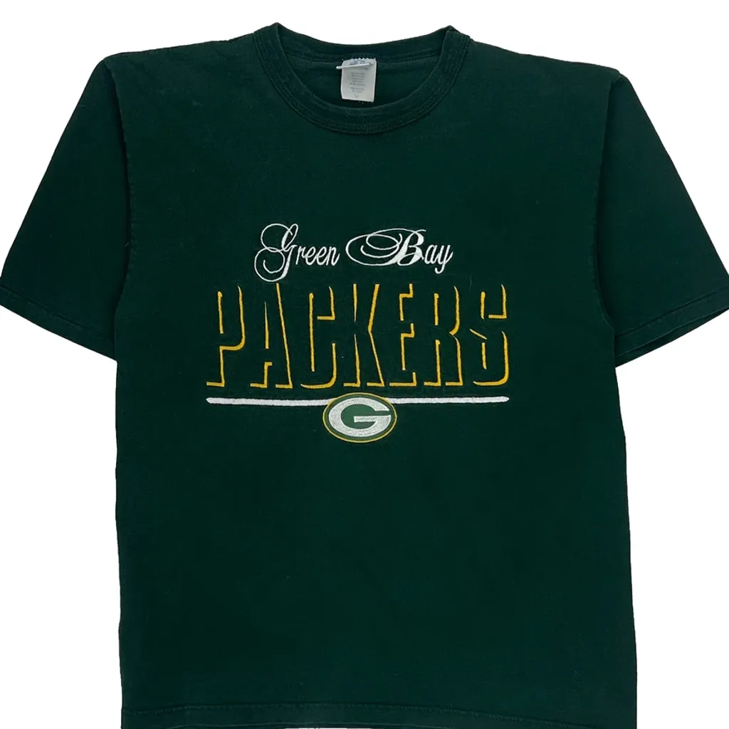 Green Bay Packers Logo Athletics Single Stitch T-Shirt - Medium Green Cotton - Image 4