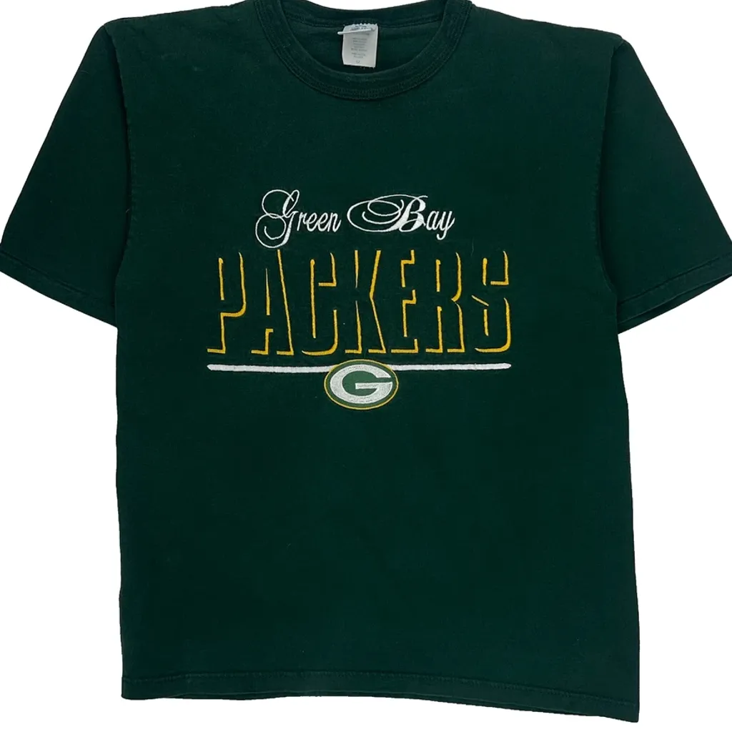 Green Bay Packers Logo Athletics Single Stitch T-Shirt - Medium Green Cotton - Image 5