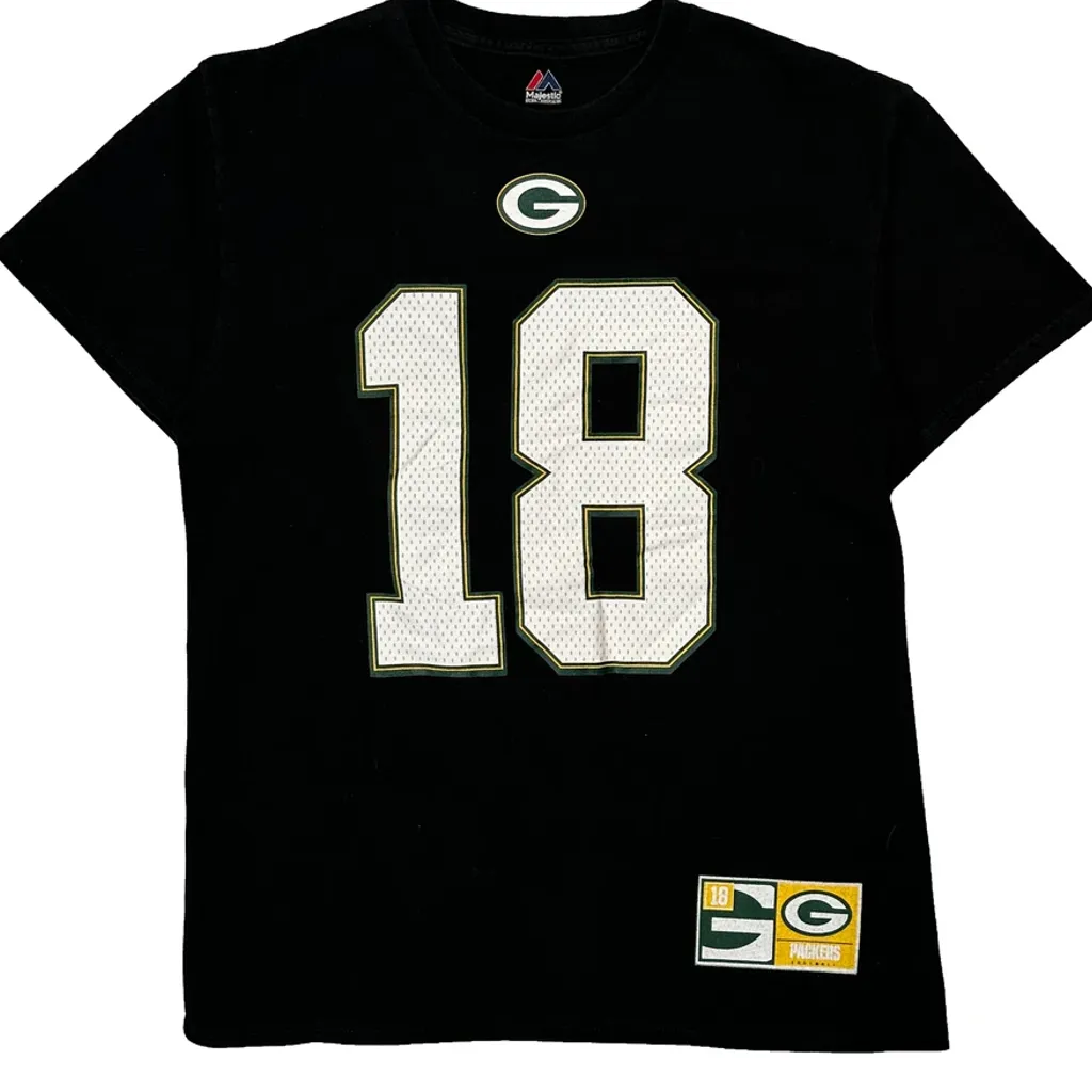 Green Bay Packers Majestic Nfl T-Shirt - Medium Black Cotton - Image 4
