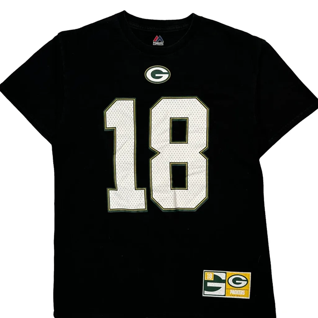 Green Bay Packers Majestic Nfl T-Shirt - Medium Black Cotton - Image 5