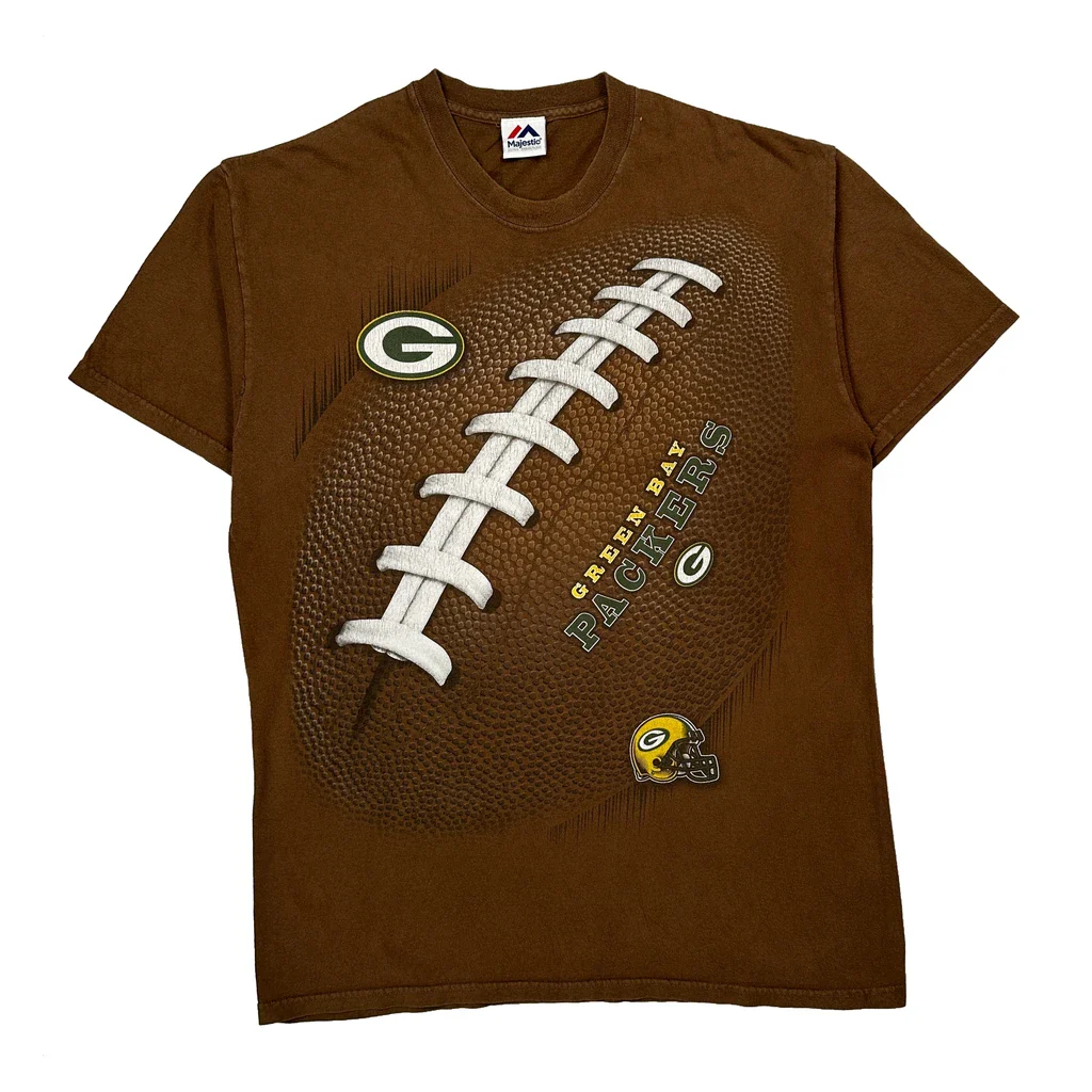 Green Bay Packers Majestic Nfl T-Shirt - Medium Brown Cotton