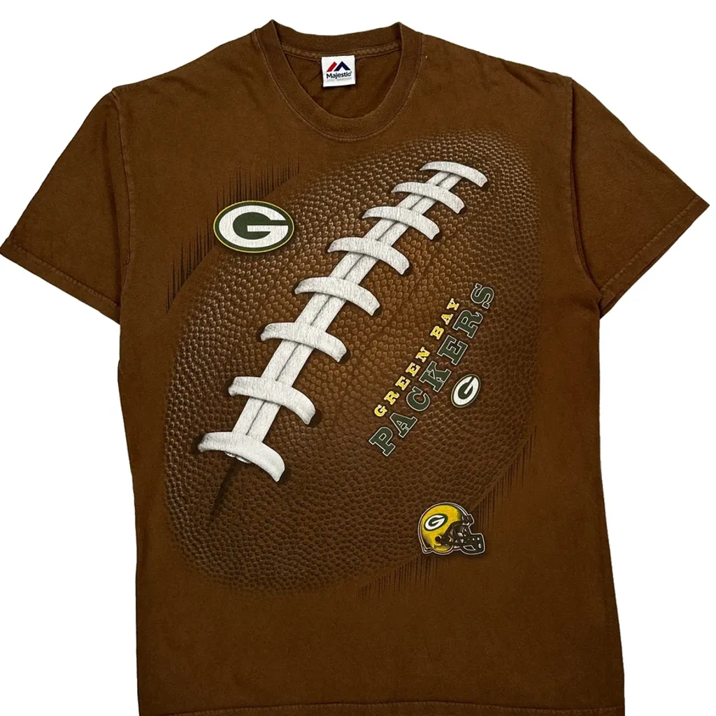 Green Bay Packers Majestic Nfl T-Shirt - Medium Brown Cotton - Image 6