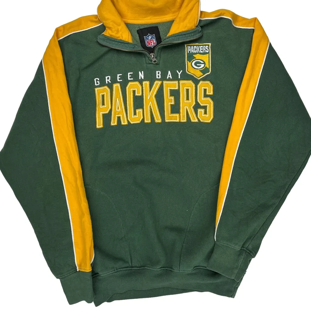 Green Bay Packers Nfl Football 1/4 Zip - Medium Green Cotton - Image 5