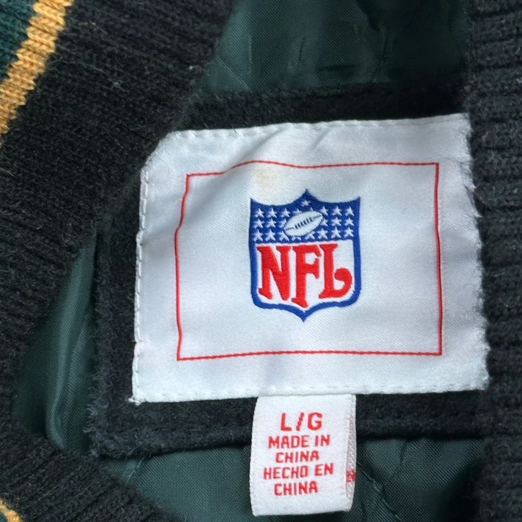 Green Bay Packers Nfl Football Bomber Jacket - Large Black Suede - Image 3
