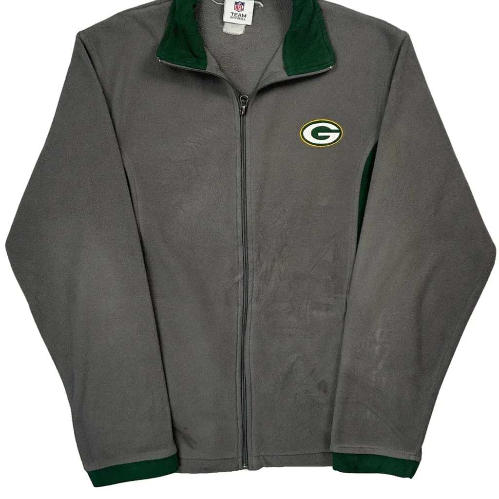 Green Bay Packers Nfl Graphic Fleece Jacket - Medium Grey Polyester - Image 6
