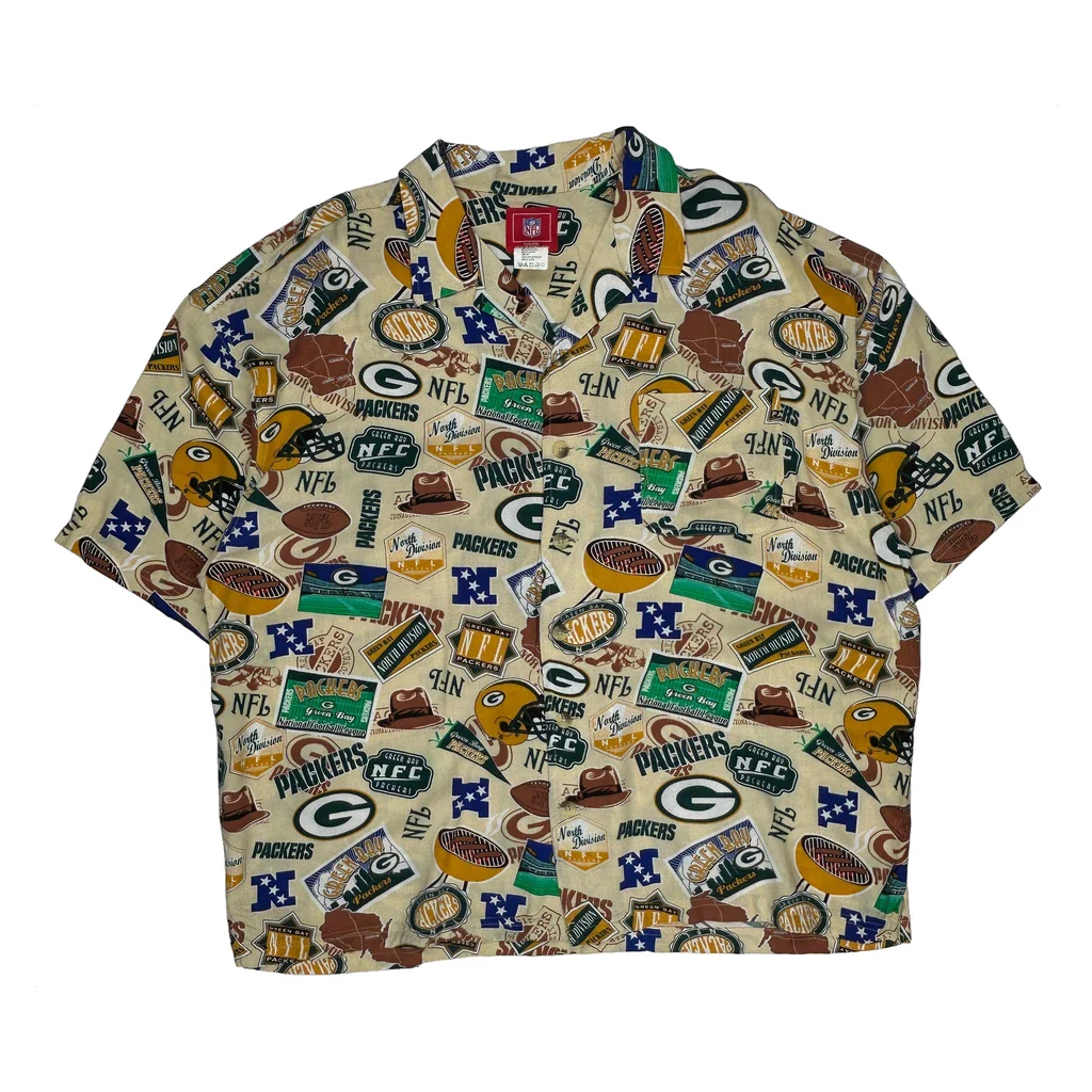 Green Bay Packers Nfl Graphic Hawaiian Shirt - 2XL Multicoloured Viscose