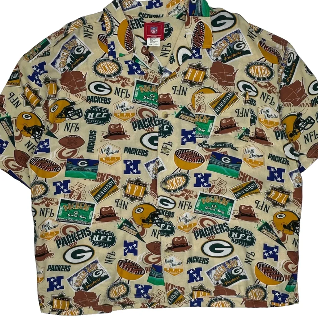 Green Bay Packers Nfl Graphic Hawaiian Shirt - 2XL Multicoloured Viscose - Image 5