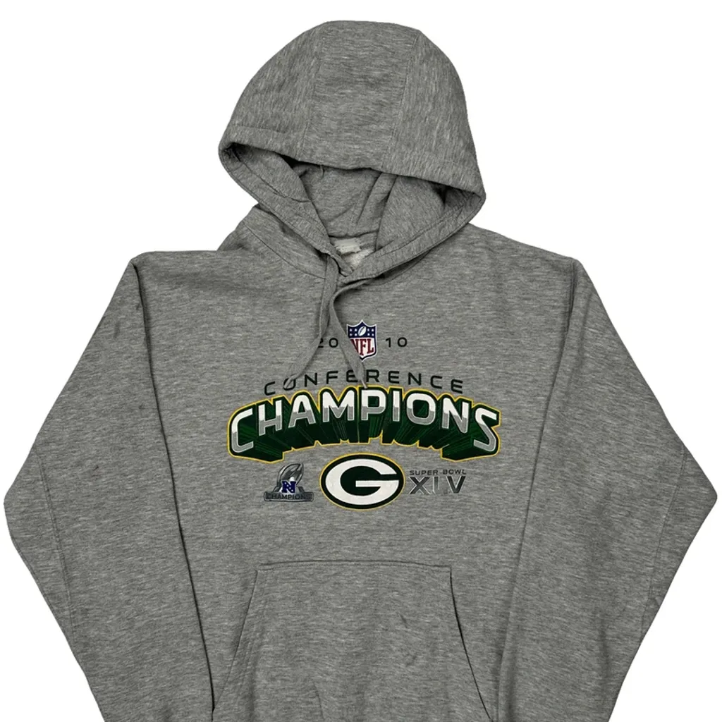 Green Bay Packers Nfl Hoodie - Large Grey Cotton - Image 5