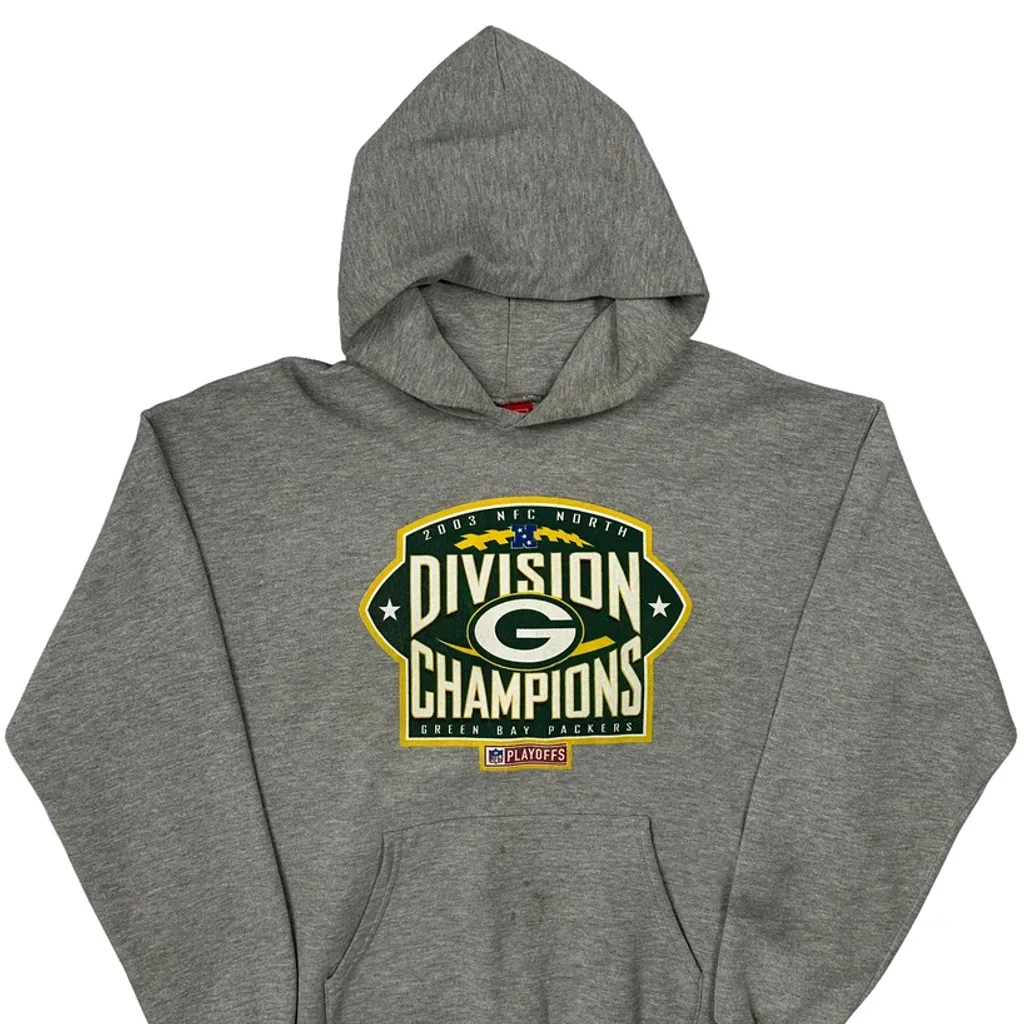 Green Bay Packers Nfl Hoodie - Large Grey Cotton - Image 5
