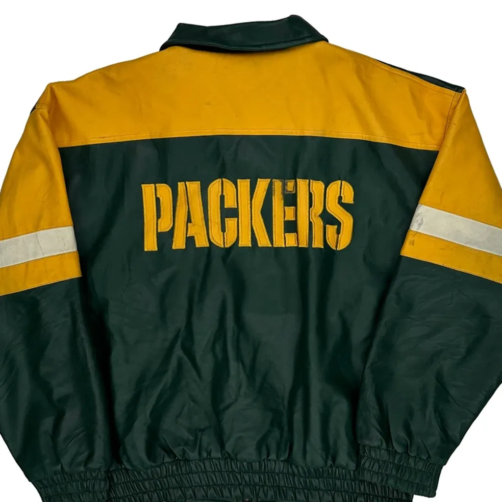 Green Bay Packers Nfl Football Leather Jacket - Medium Green Leather - Image 7