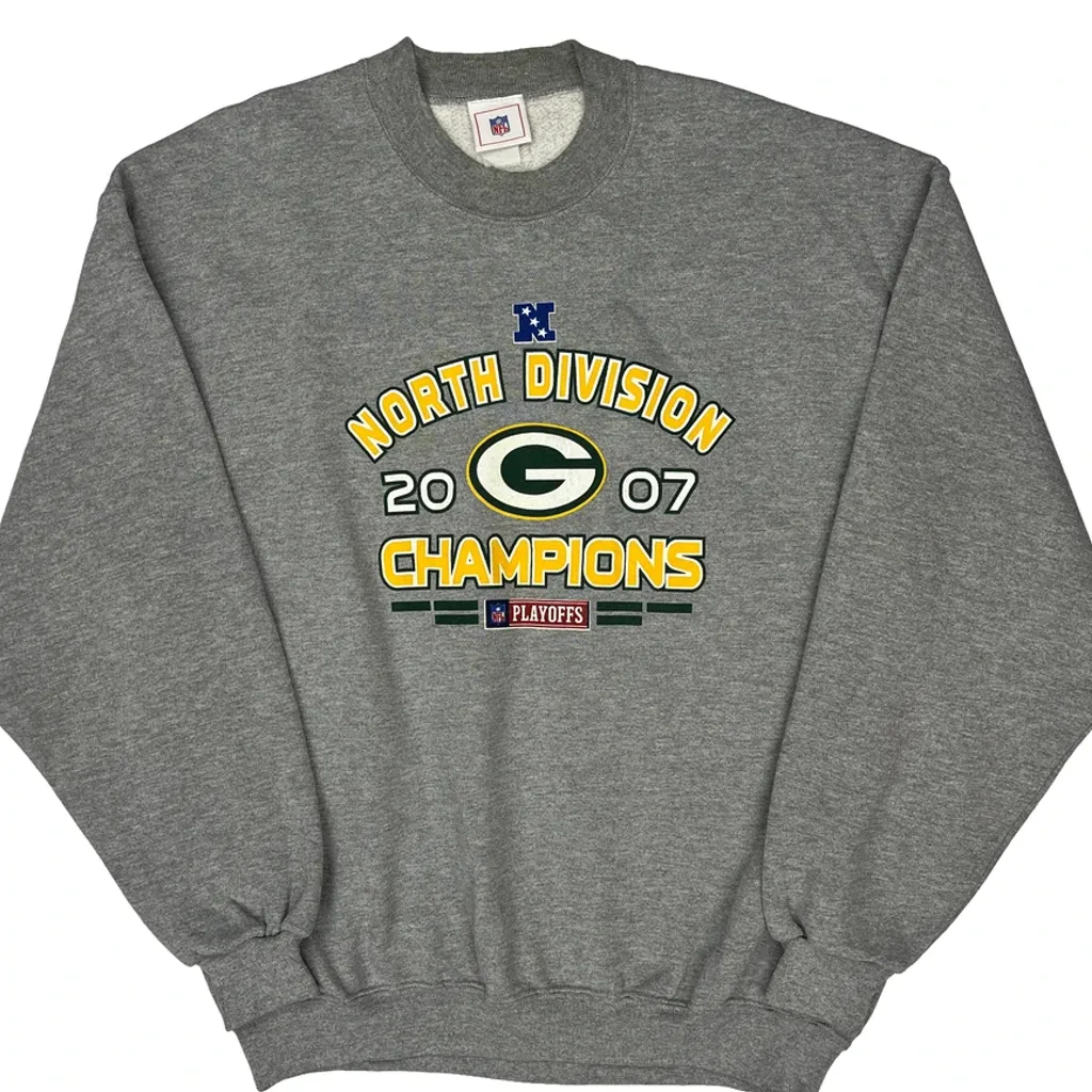 Green Bay Packers Nfl Football Sweatshirt - Large Grey Cotton - Image 4