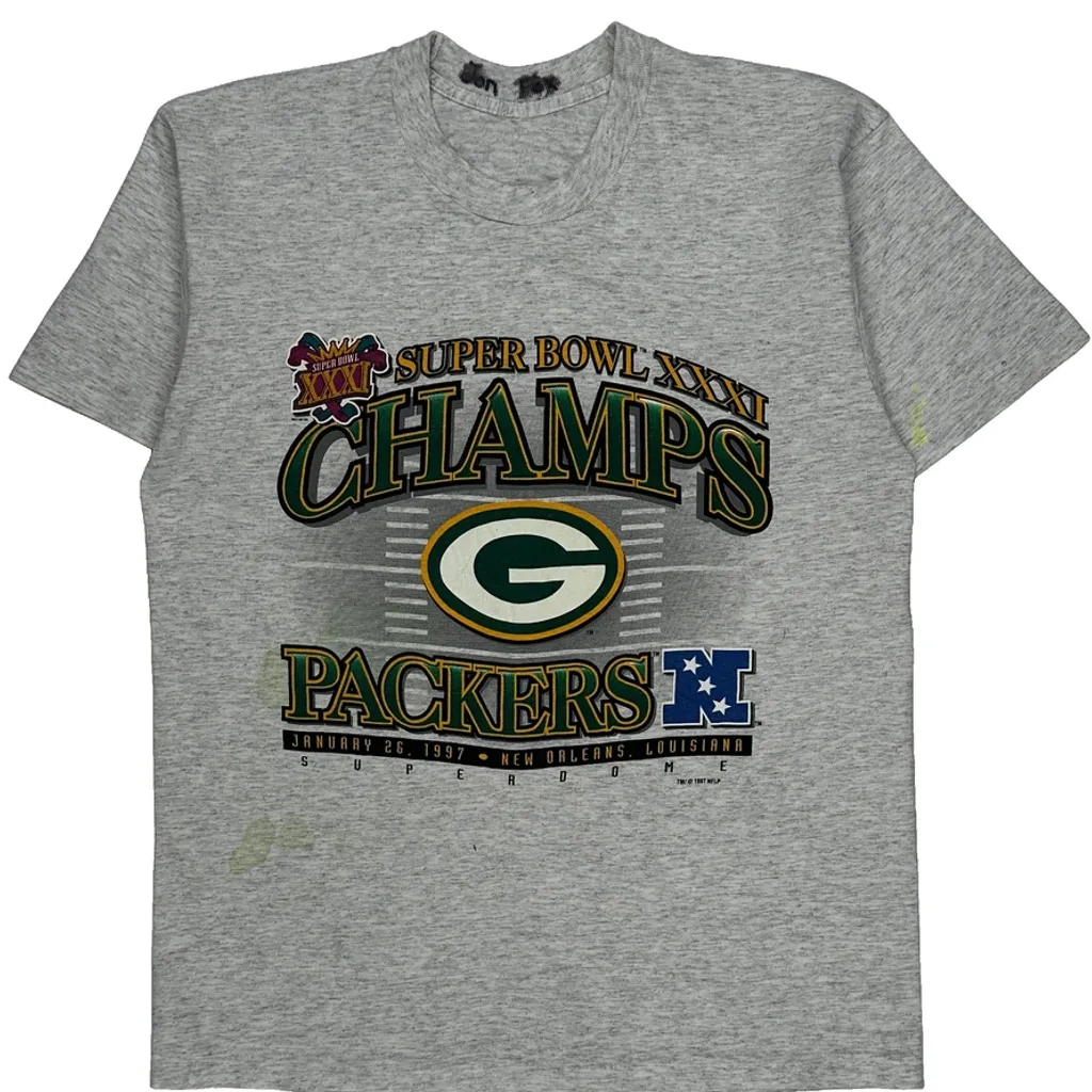 Green Bay Packers Nfl Football T-Shirt - Medium Grey Cotton - Image 4