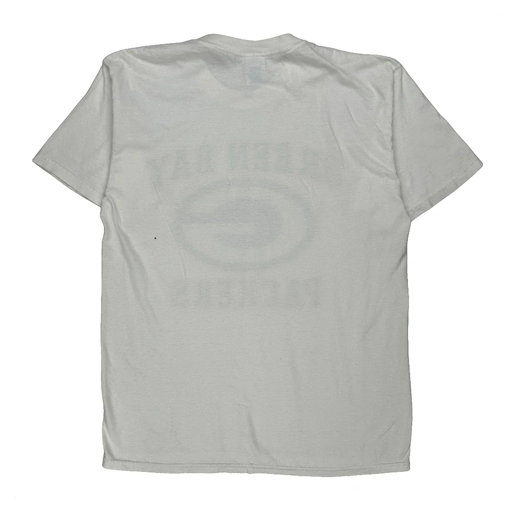 Green Bay Packers Nfl Football T-Shirt - Large White Cotton - Image 2