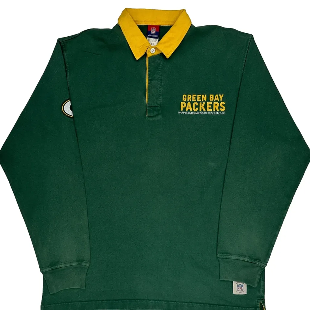 Green Bay Packers Reebok Nfl Rugby Shirt - Large Green Cotton - Image 5