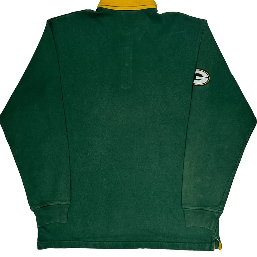 Green Bay Packers Reebok Nfl Rugby Shirt - Large Green Cotton - Image 7