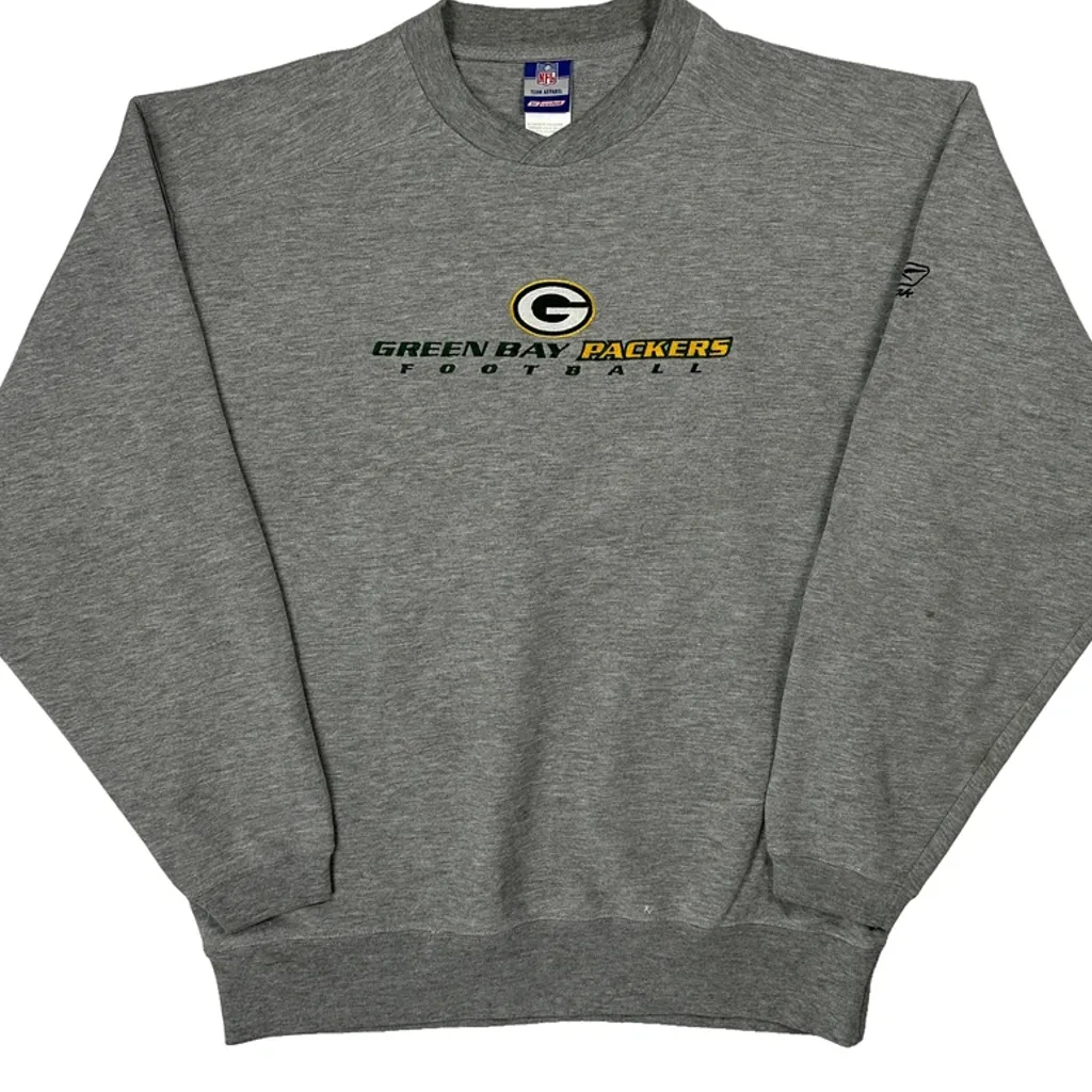 Green Bay Packers Reebok Nfl Sweatshirt - Large Grey Cotton - Image 5
