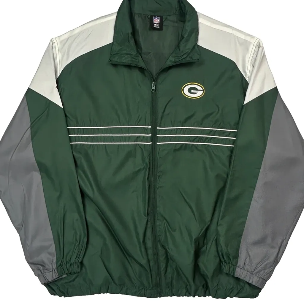Green Bay Packers Reebok Football Windbreaker - 2XL Green Polyester - Image 6