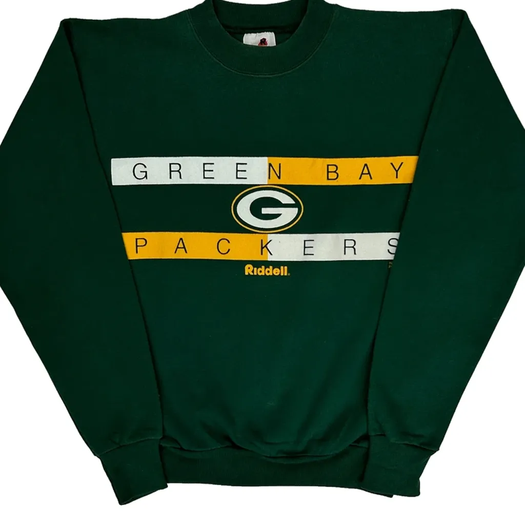 Green Bay Packers Riddell Football Sweatshirt - Medium Green Cotton - Image 5