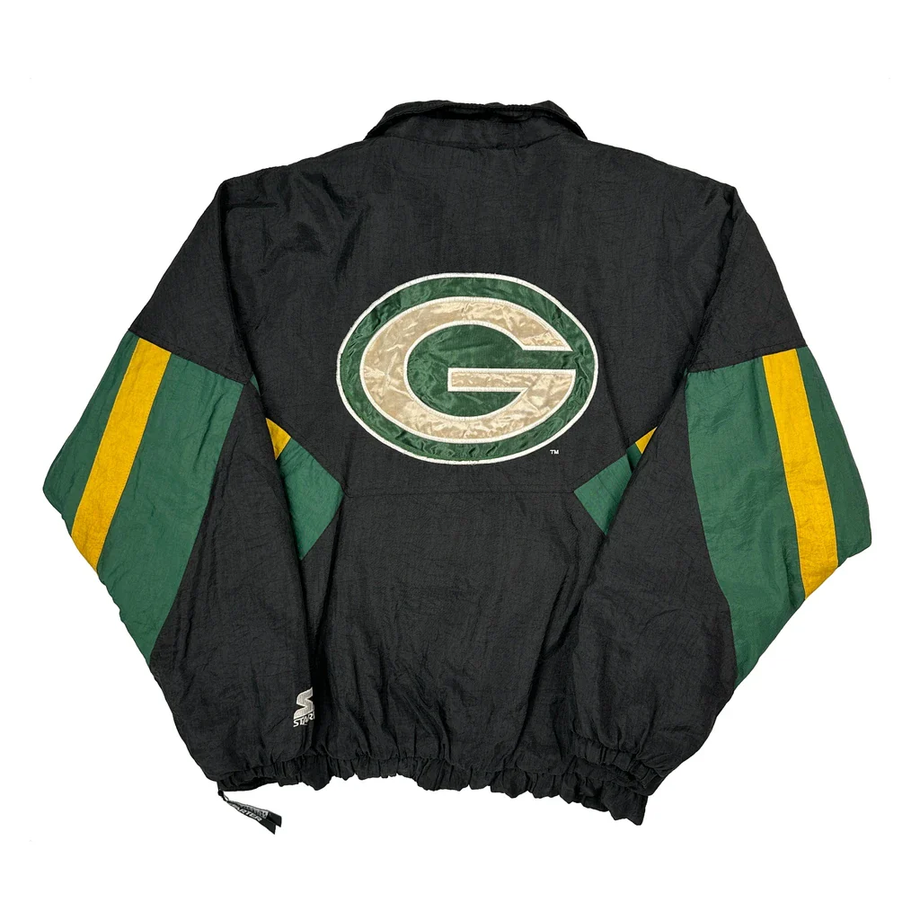 Green Bay Packers Starter Nfl Jacket - Large Black Nylon - Image 2