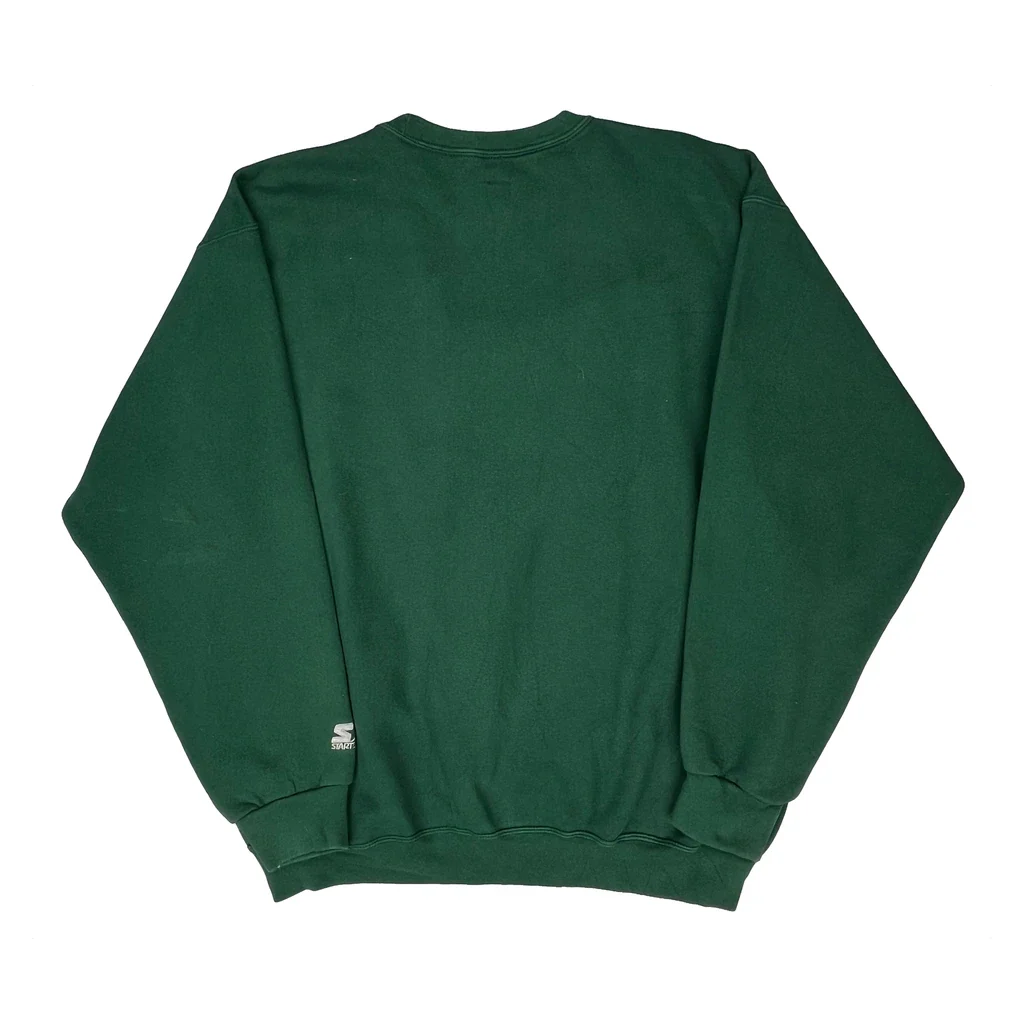 Green Bay Packers Starter Football Sweatshirt - Large Green Cotton - Image 2