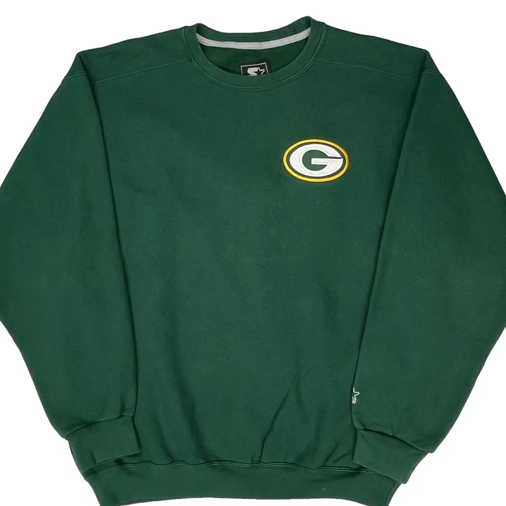 Green Bay Packers Starter Football Sweatshirt - Large Green Cotton - Image 4