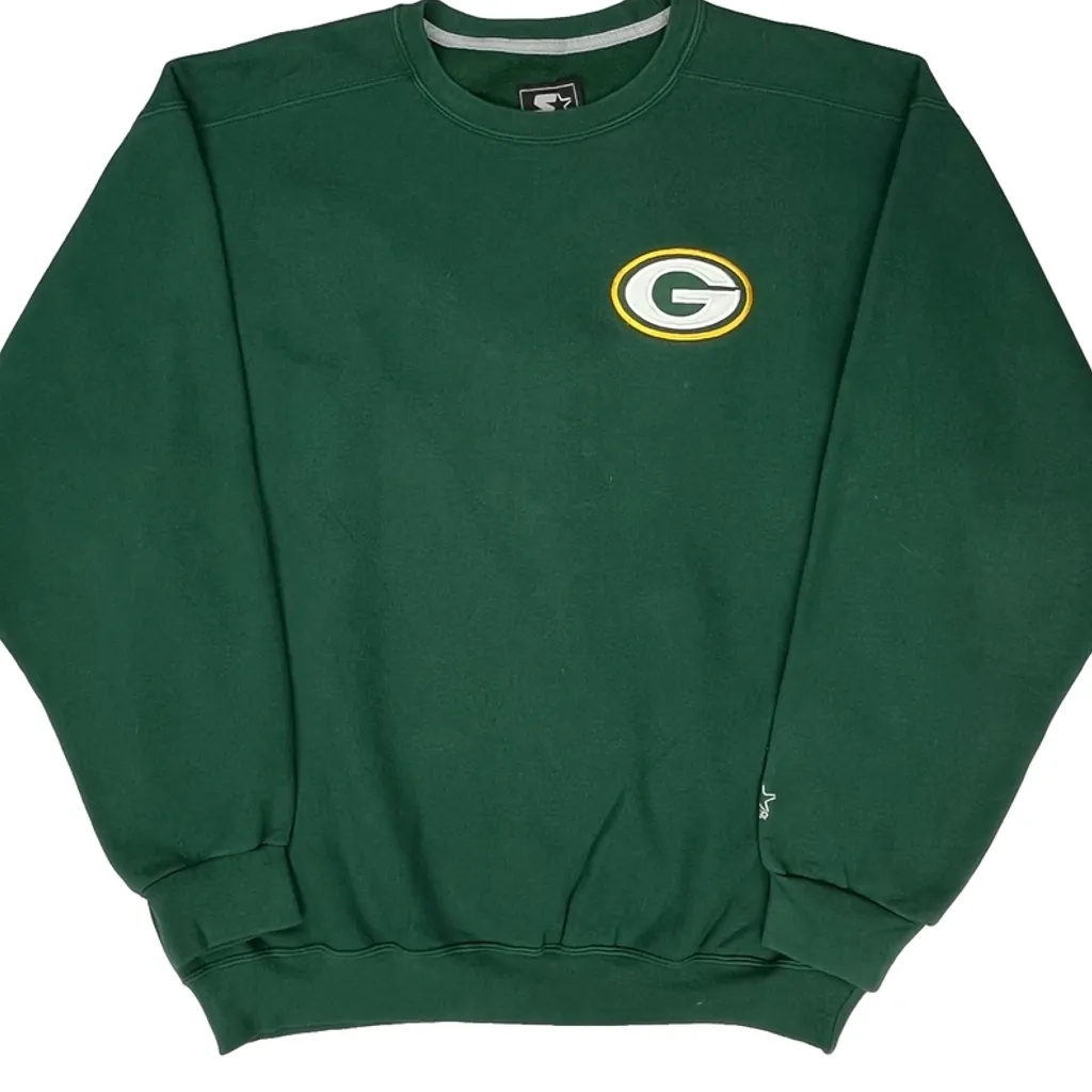 Green Bay Packers Starter Football Sweatshirt - Large Green Cotton - Image 5