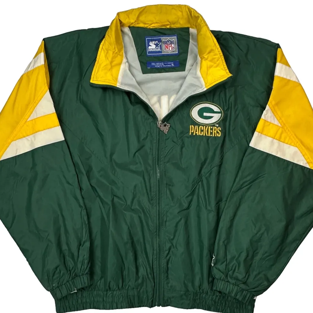 Green Bay Packers Starter Football Windbreaker - XL Green Nylon - Image 4