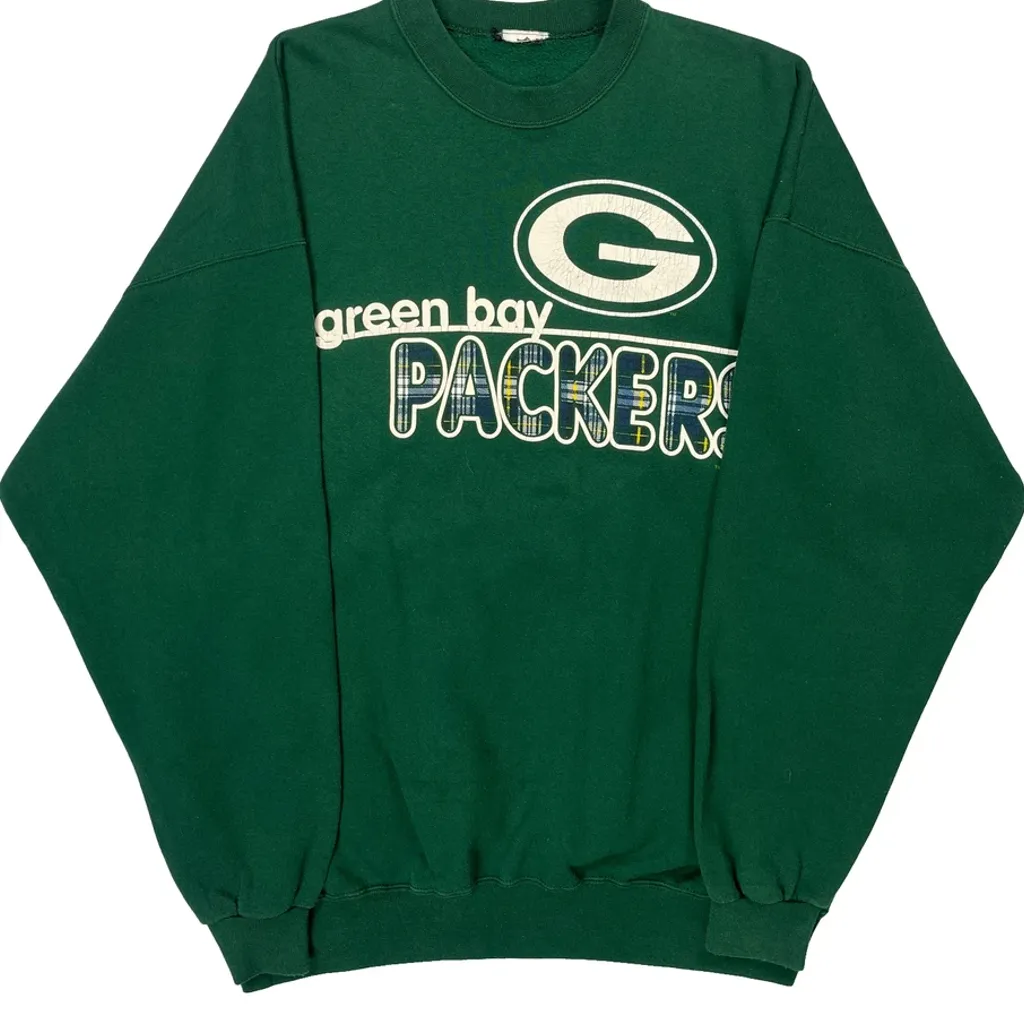 Green Bay Packers Unbranded Football Sweatshirt - Large Green Cotton - Image 4