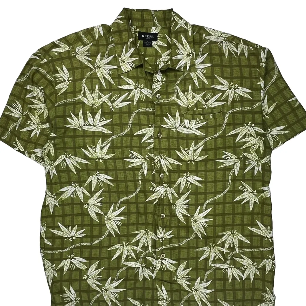 Guess Floral Hawaiian Shirt - Large Green Viscose - Image 4