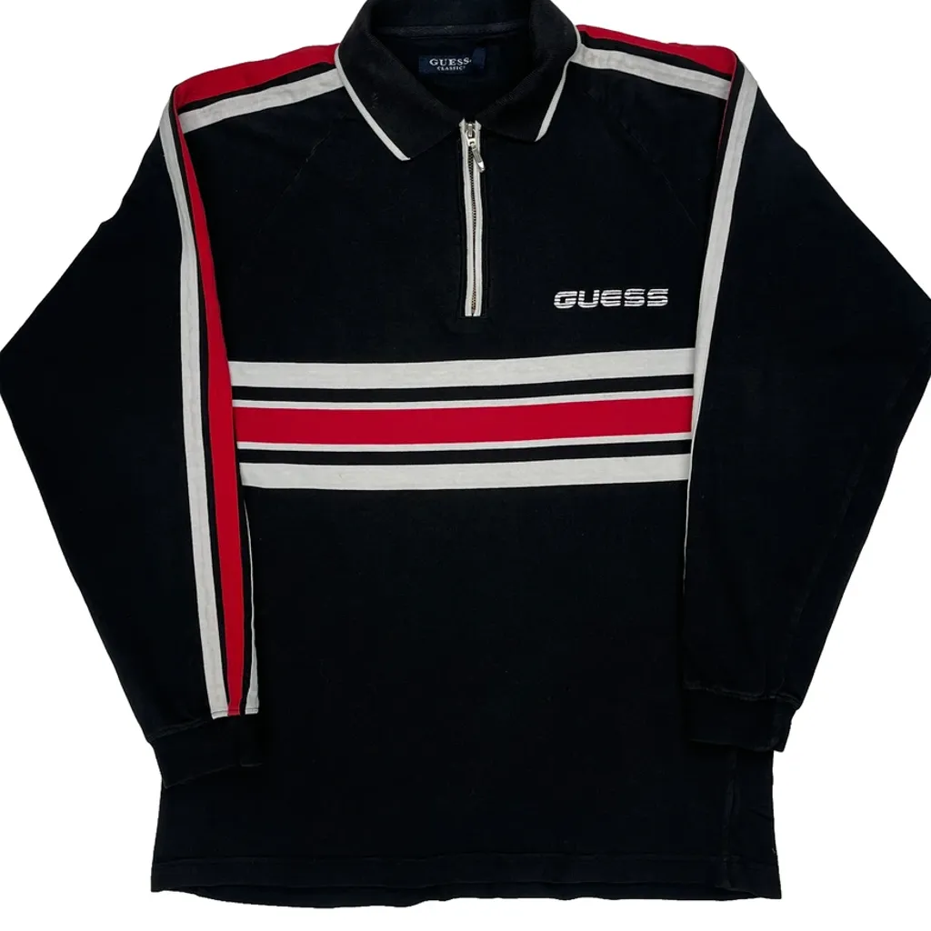 Guess Striped Rugby Shirt - Medium Black Cotton - Image 4