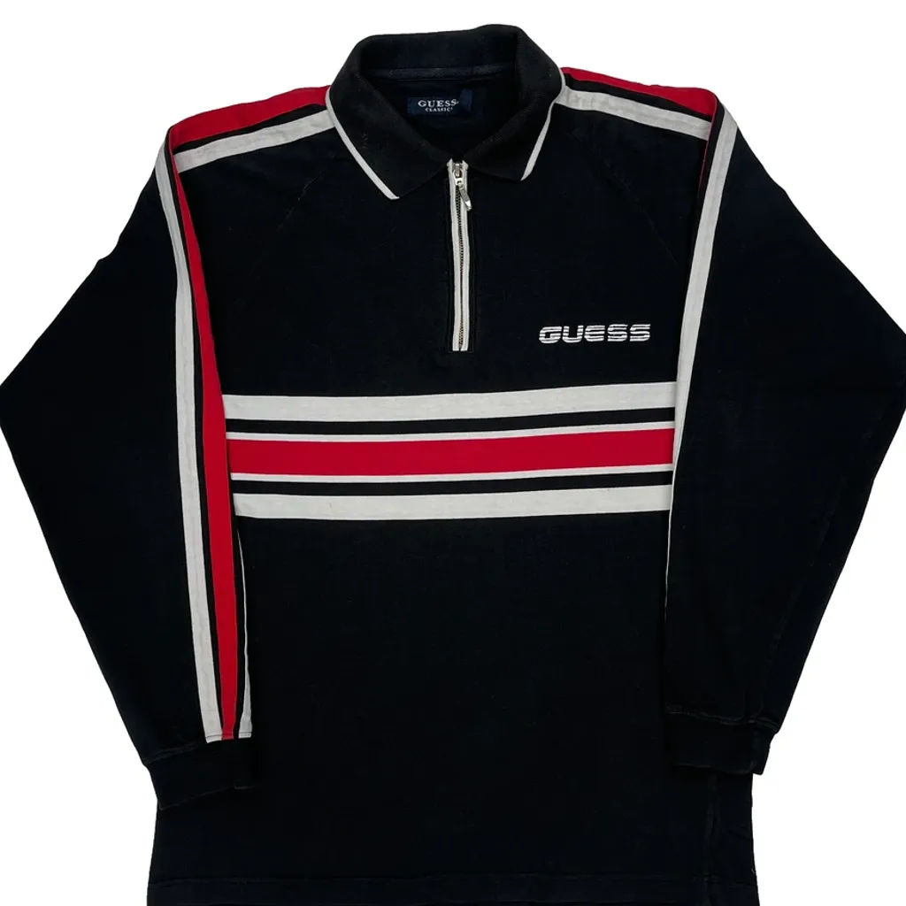 Guess Striped Rugby Shirt - Medium Black Cotton - Image 5
