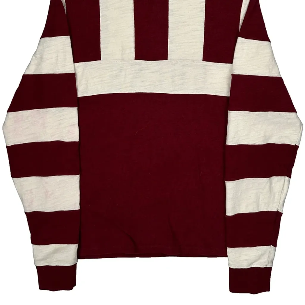 Guess Striped Knitted Rugby Shirt - Medium Burgundy Cotton - Image 7