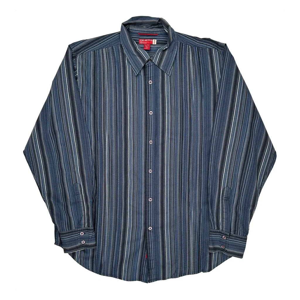 Guess Striped Shirt - XL Blue Cotton