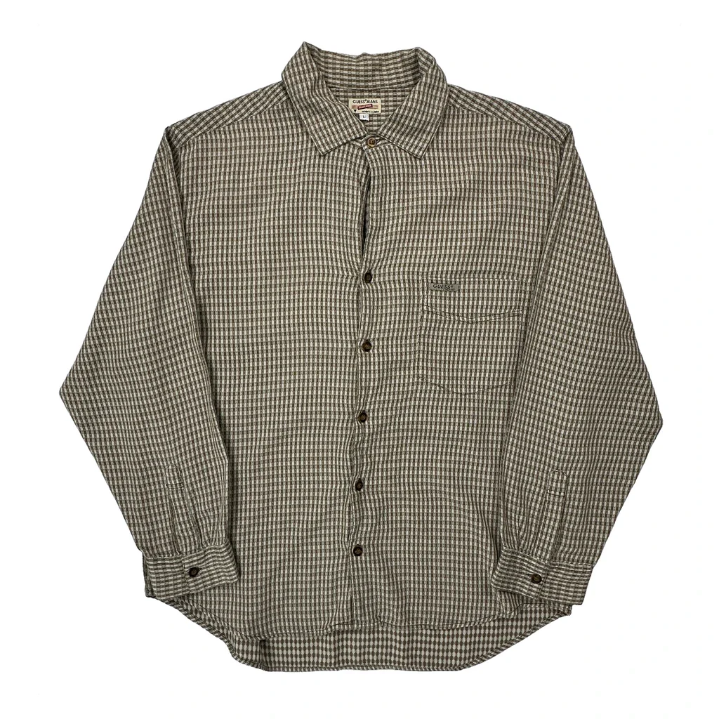 Guess Checked Shirt - Large Brown Cotton