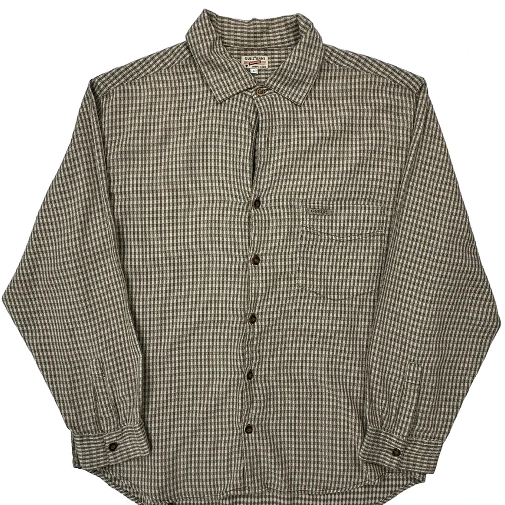 Guess Checked Shirt - Large Brown Cotton - Image 4