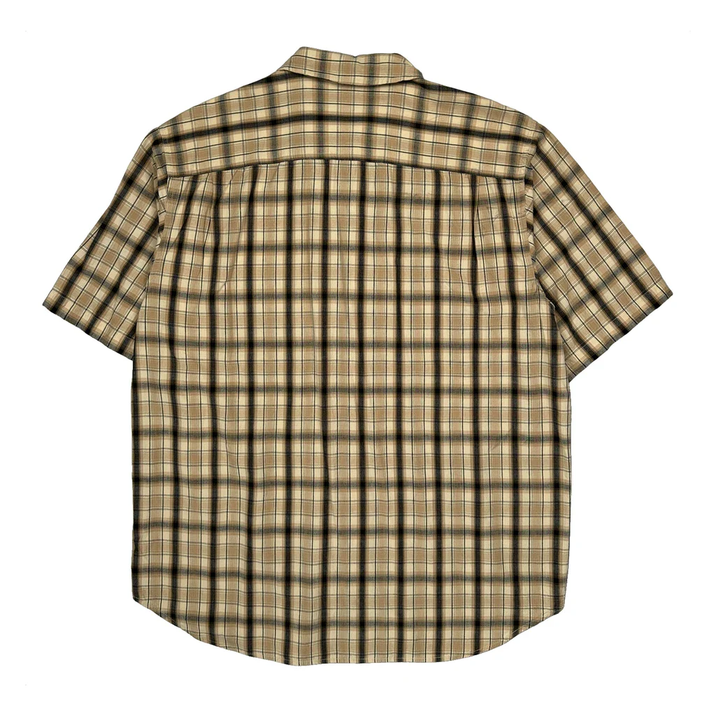 Guess Checked Short Sleeve Shirt - XL Beige Cotton - Image 2