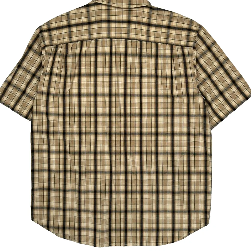 Guess Checked Short Sleeve Shirt - XL Beige Cotton - Image 7