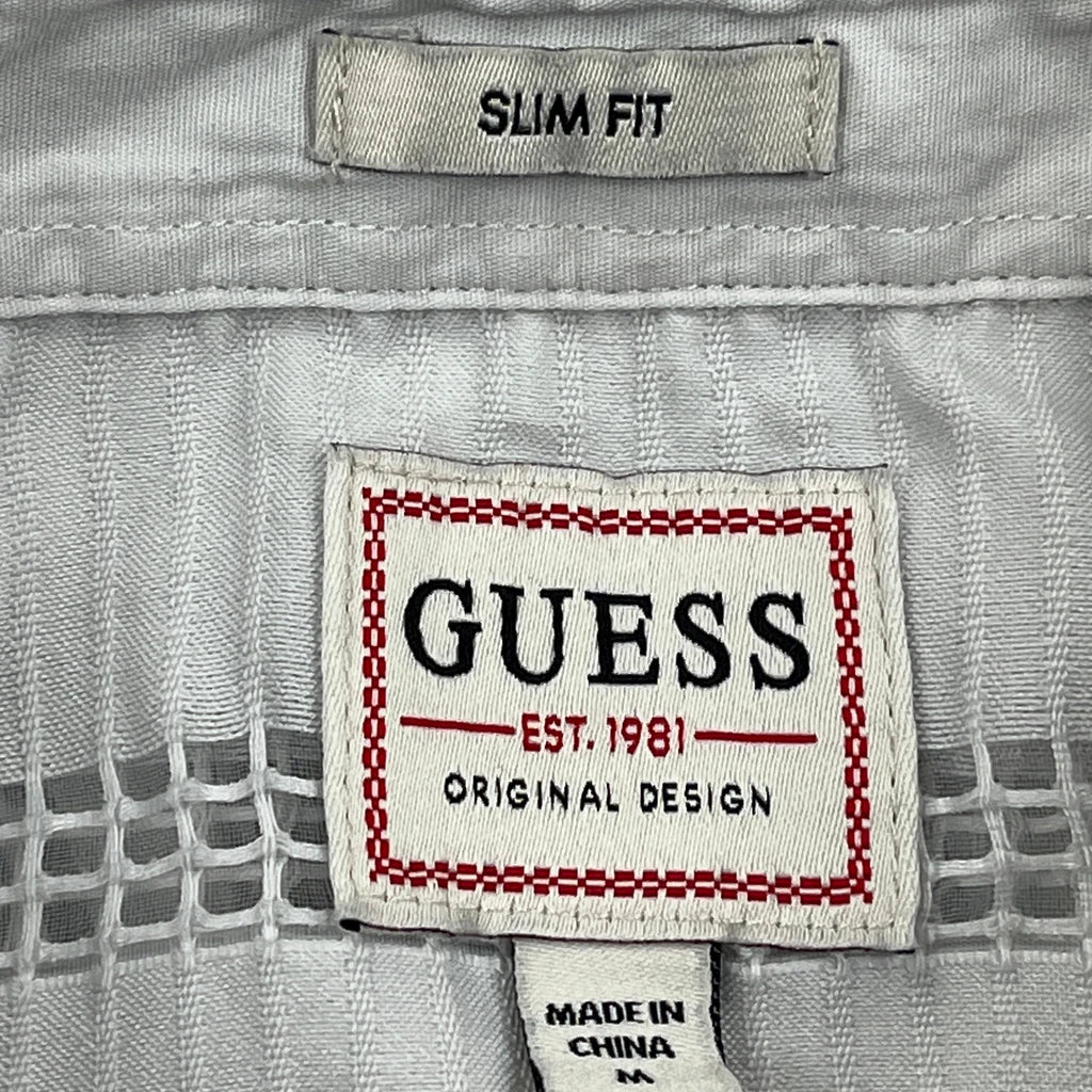 Guess Slim Fit Short Sleeve Shirt - Medium Grey Cotton - Image 3