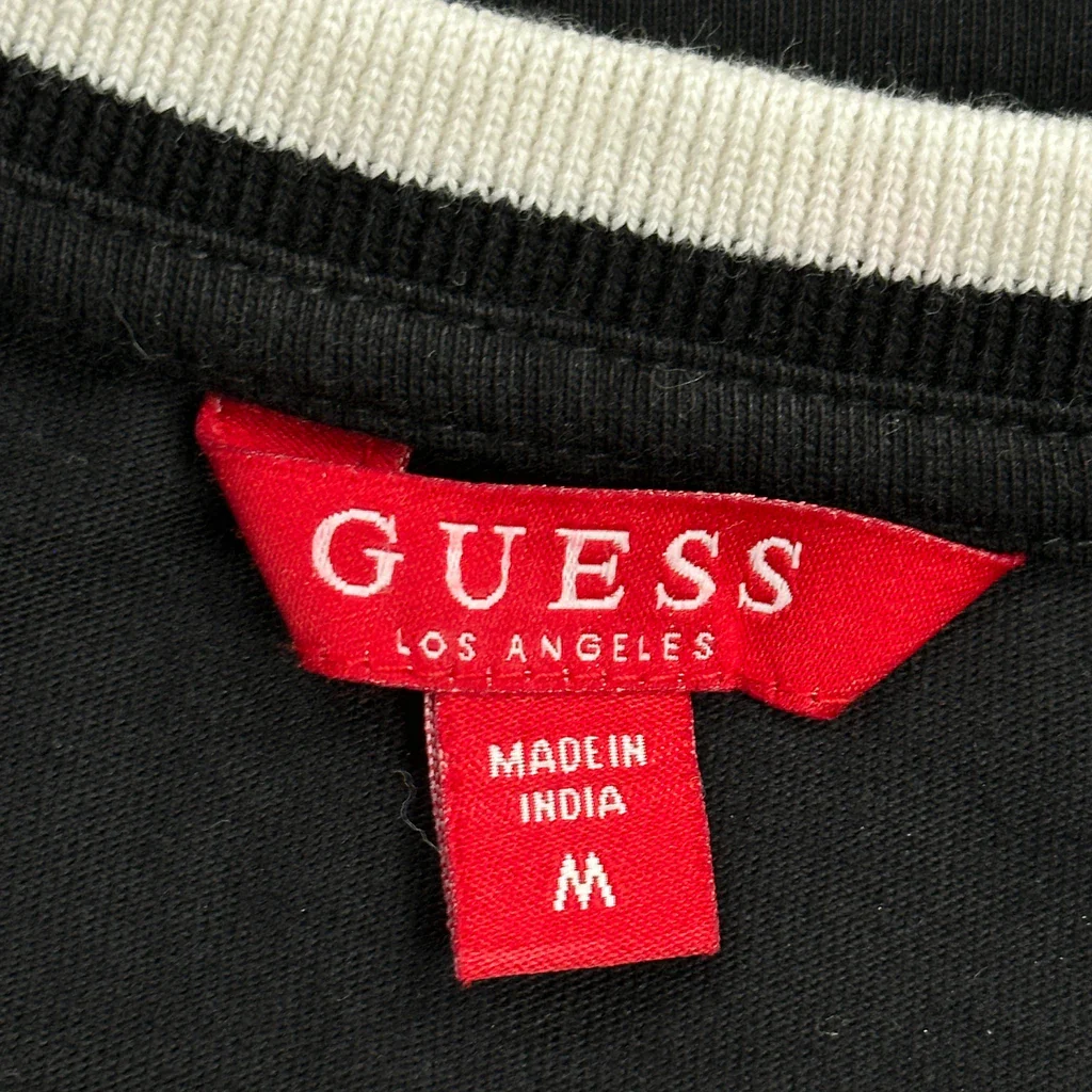 Guess Spellout T-Shirt - Medium Black Cotton - Image 3