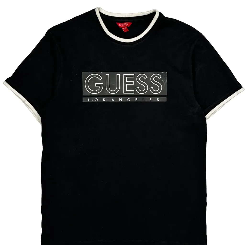 Guess Spellout T-Shirt - Medium Black Cotton - Image 4