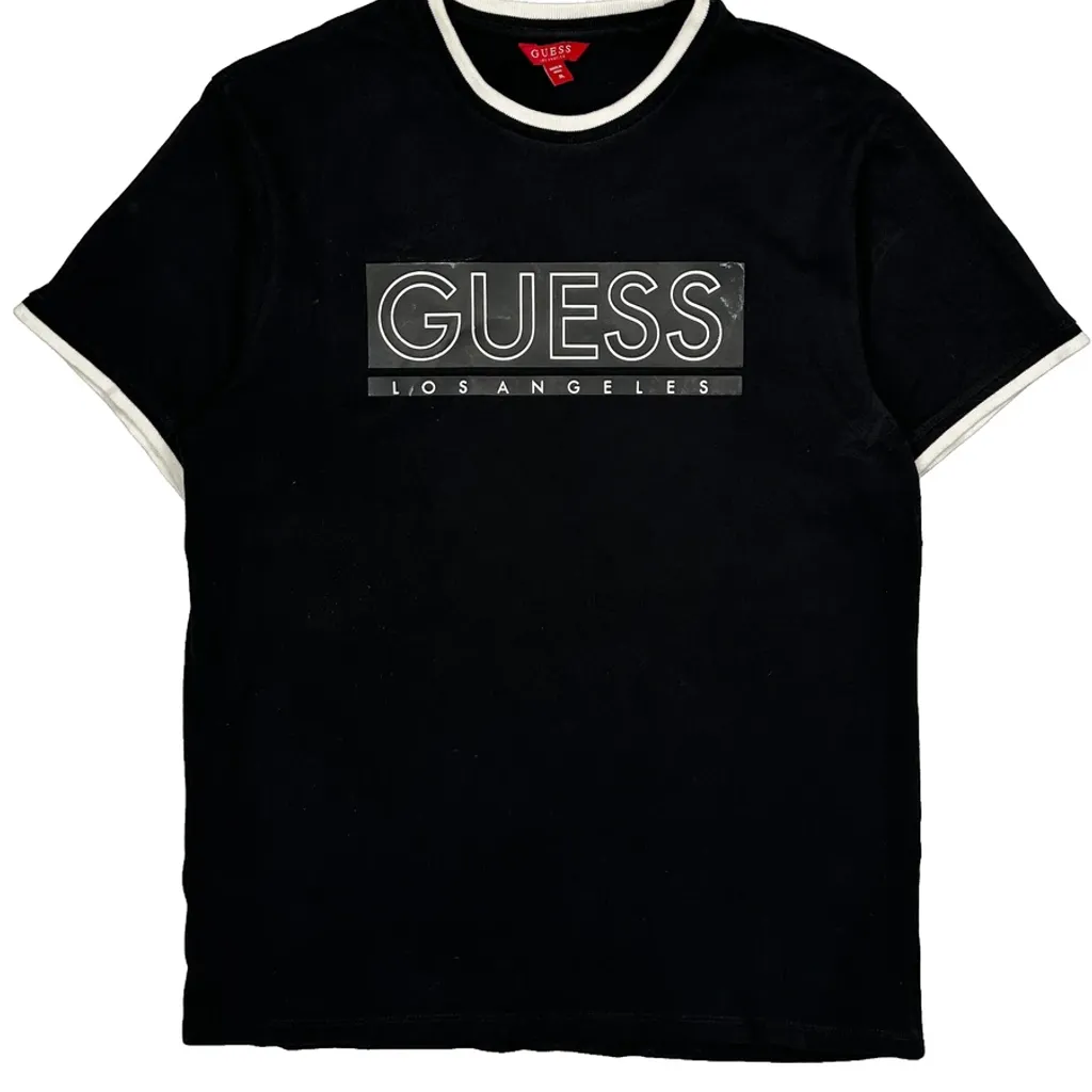 Guess Spellout T-Shirt - Medium Black Cotton - Image 5