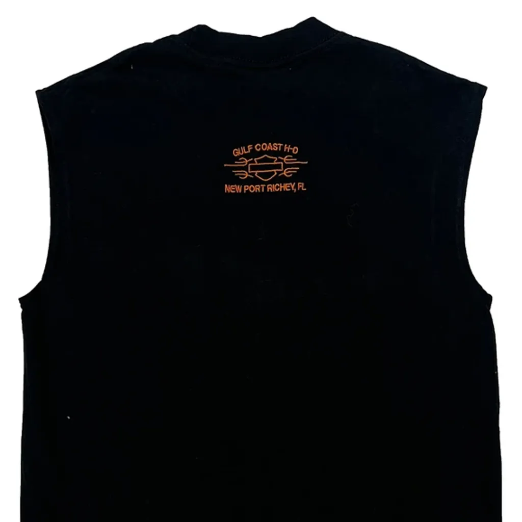 Gulf Coast Hd New Port Richey Fl Harley Davidson Vest - Medium Black Cotton - Image 6