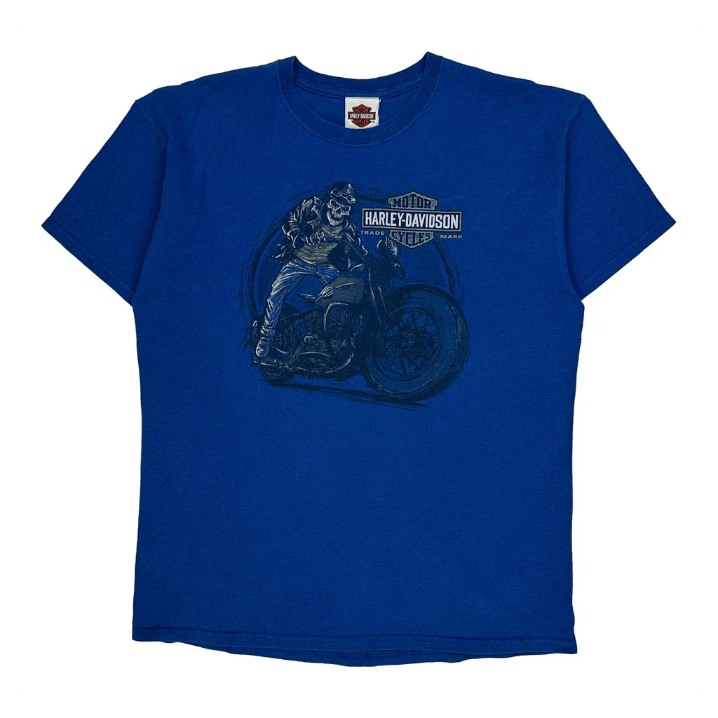H-D Biketown Harley Davidson Graphic T-Shirt - Large Blue Cotton