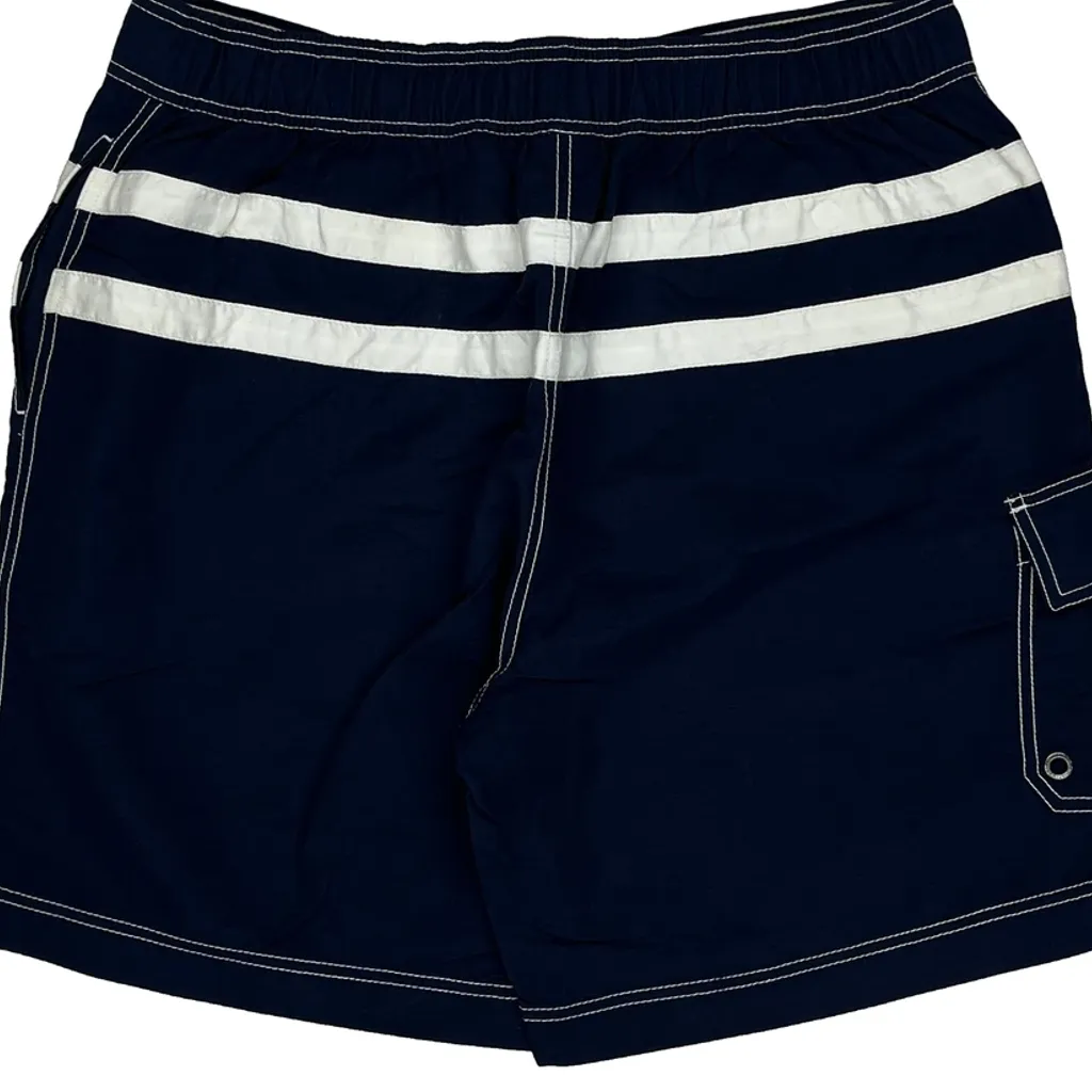 H Logo Tommy Hilfiger Striped Sport Shorts - X-Largew 10L Blue Nylon - Image 5