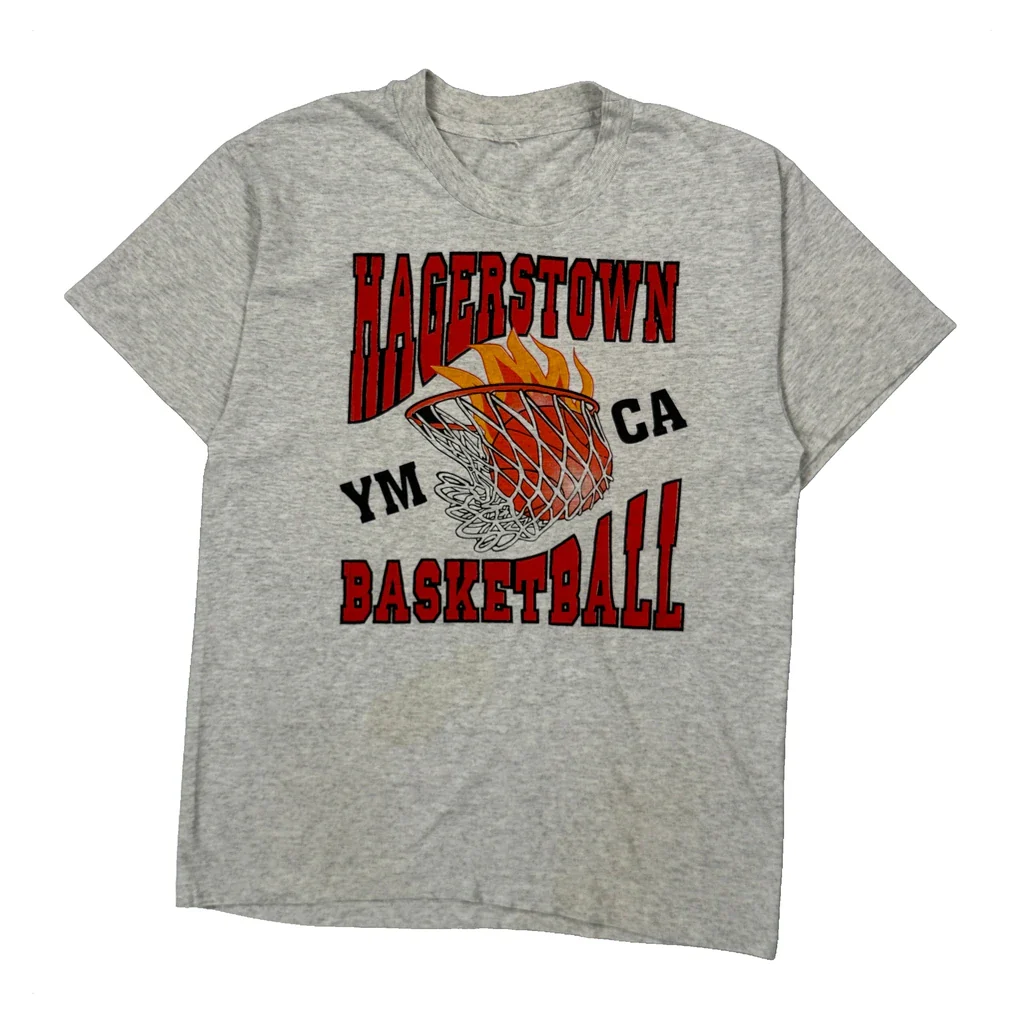 Hagerstown Ymca Basketball Unbranded Graphic T-Shirt - Small Grey Cotton