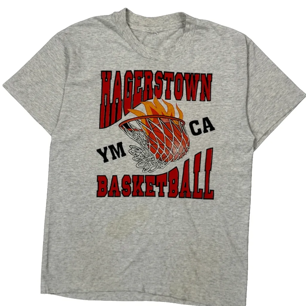 Hagerstown Ymca Basketball Unbranded Graphic T-Shirt - Small Grey Cotton - Image 4